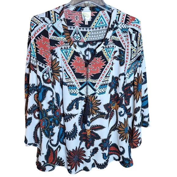 Fig and Flower Anthropologie Women Medium Multicolored Floral Bohemian Blouse - Picture 2 of 7